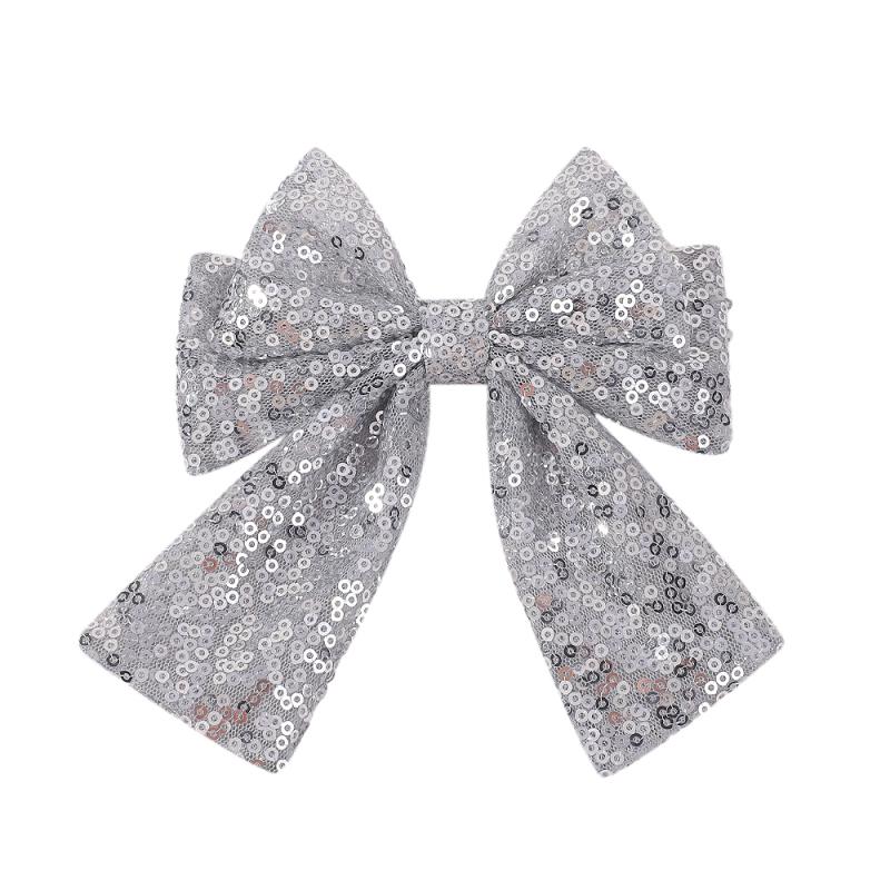 Baby Girls Christmas Glitter Sequins Big Bow Hair Clip 4.9'' Bowknot Hairpins Sweet Cheerleading Festival Headwear