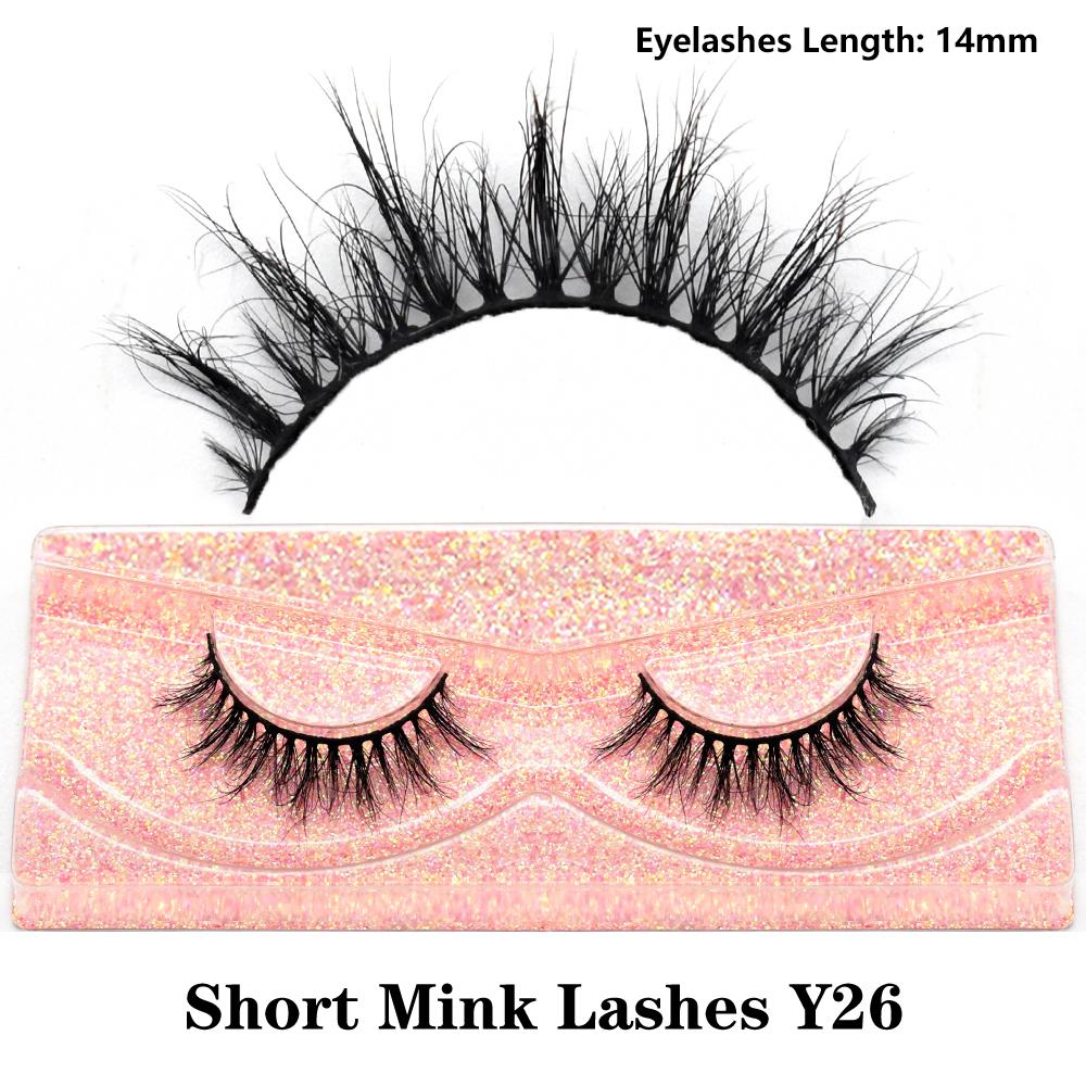 FOXESJI Real Mink Fluffy Short Eye Lashes Extension Wispy Soft Natural Short False Eyelashes Daily Wear Full Strip Lashes Makeup