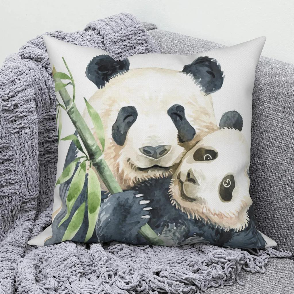 Square Pillow Cute Giant Panda Animal Pattern Cushion Cover Home Living Room Sofa Bedroom Decoration