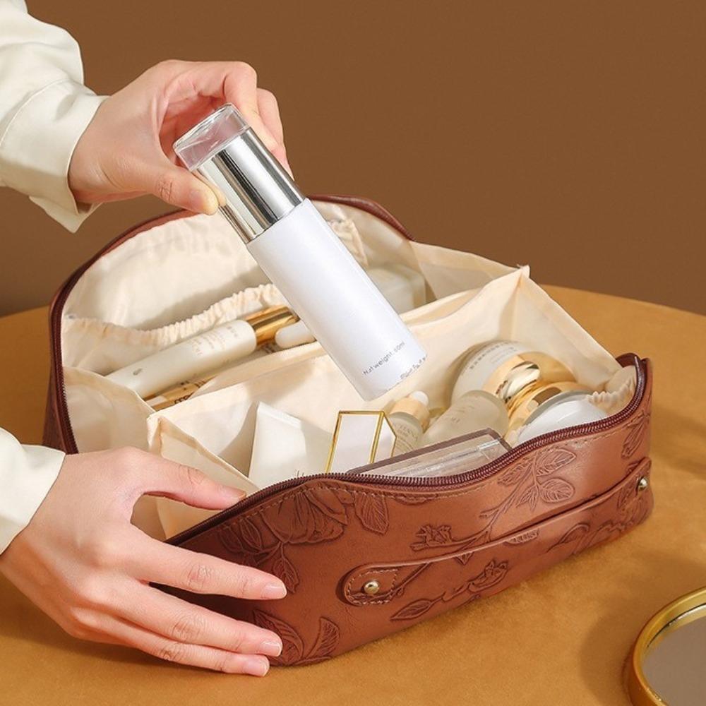 Vintage Travel Makeup Bag Large Capacity Toiletry Organizer  Skincare Bag