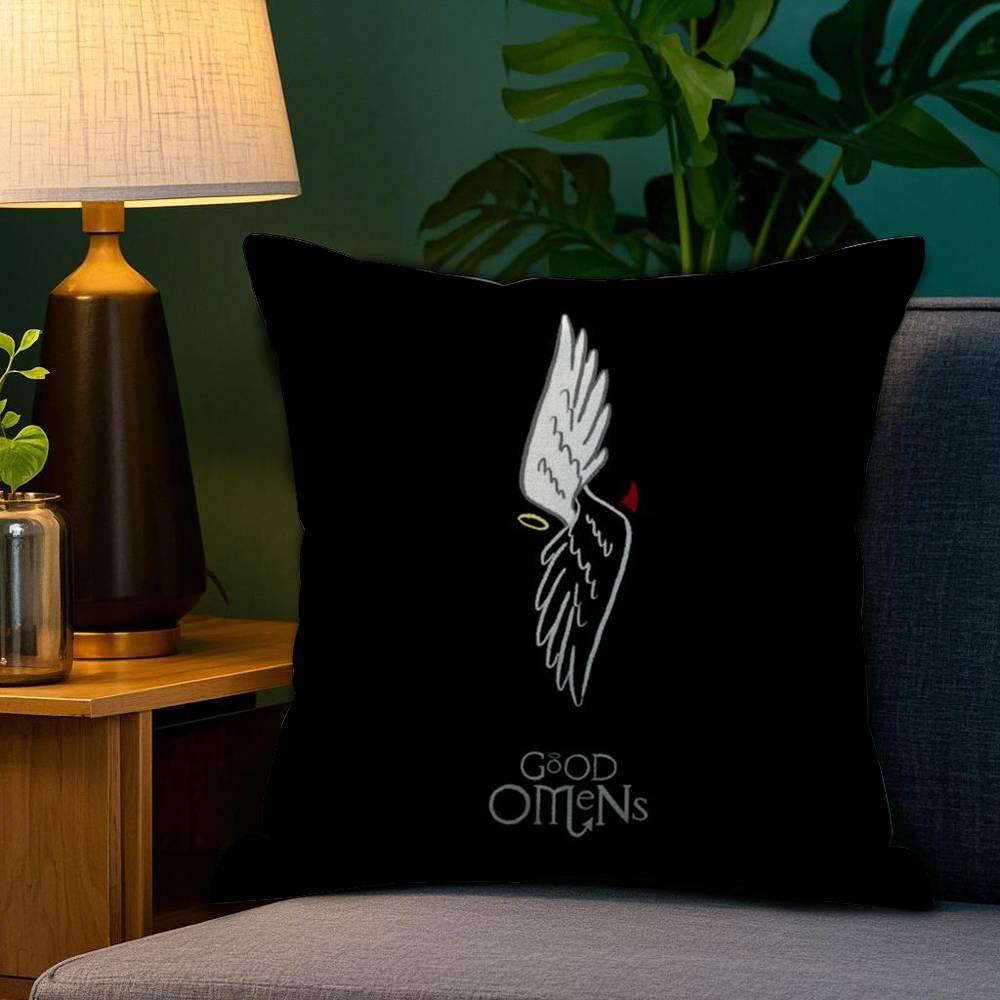 Tv G-Good Omens Pillow Case Sofa Living Room Bedroom Double-Sided Printing Square Cushion Nap Time Pillow Case