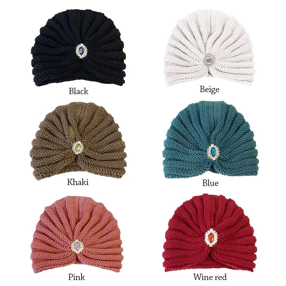 Winter Warm Hijab Caps Soft Turban Cap Fashion Knitted Hats for Women