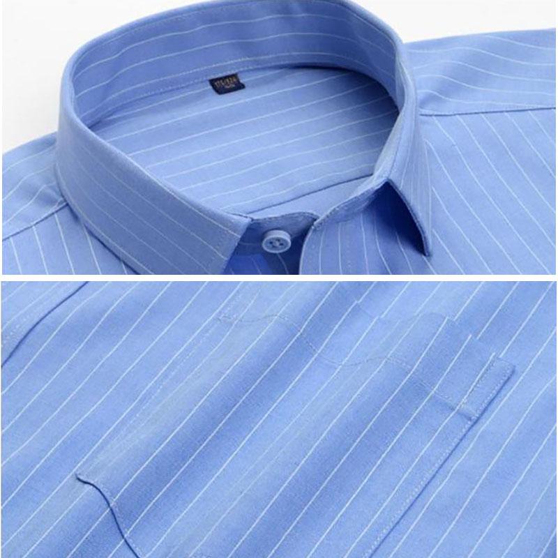 Męska koszula w paski T-shirty biznesowe Casualowa luźna koszula wierzchnia na guziki Jednolity kolor Rozciągliwa bielizna Długi rękaw Cienka góra Odzież męska