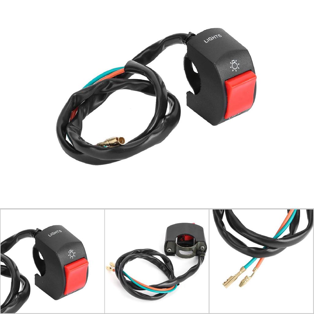 Motorcycle 7 8inch Handlebar Mount LED Headlight On Off Switch with Red Button