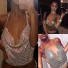 2020 Summer Women Elegant Sexy Shiny Metal Texture Suspender Top Club Backless Bralette Beach Halter Gold Sequined