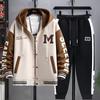 Übergröße Herren Hoodie Strickjacke & Jacke Set - Teenager Frühling/Herbst Stil - Gutaussehendes Zweiteiliges Sportswear für Mittelschüler