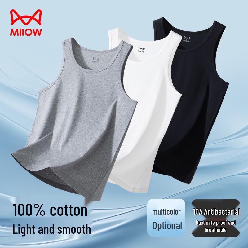 MIIOW Ärmelloses Unterhemd für Herren aus 100 % Baumwolle