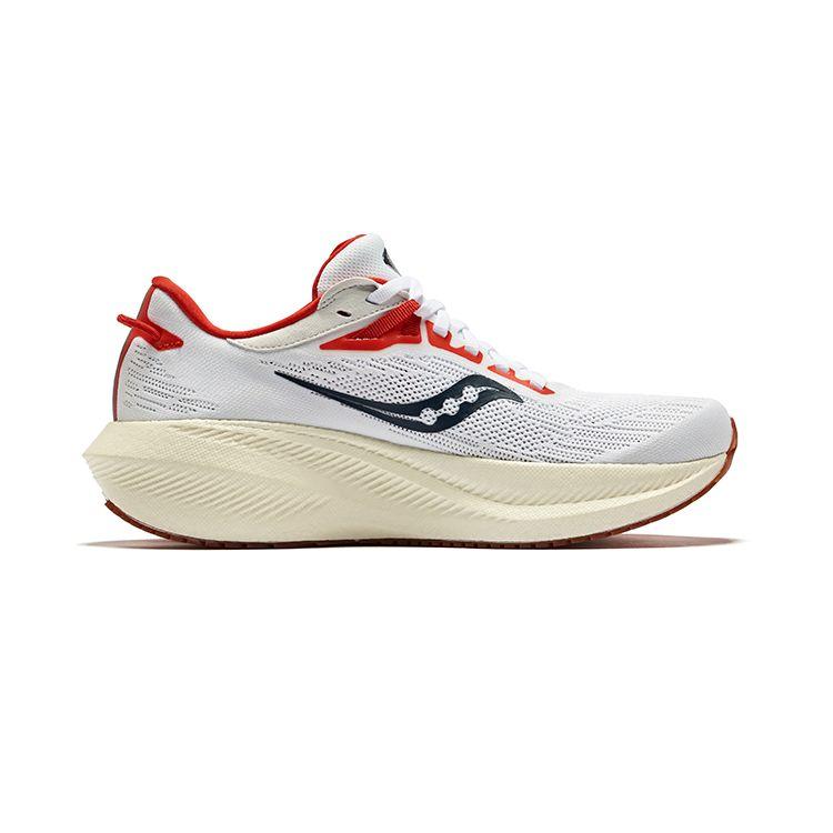 SAUCONY Triumph 21 Lightweight Comfortable Mesh Rebound Low-Top Running Shoes Women Sneakers White Red S10881-136