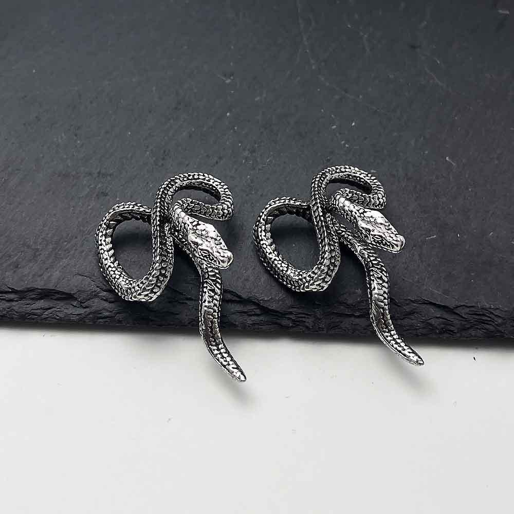 Men's Retro Silver Python Snake Pendant Necklace