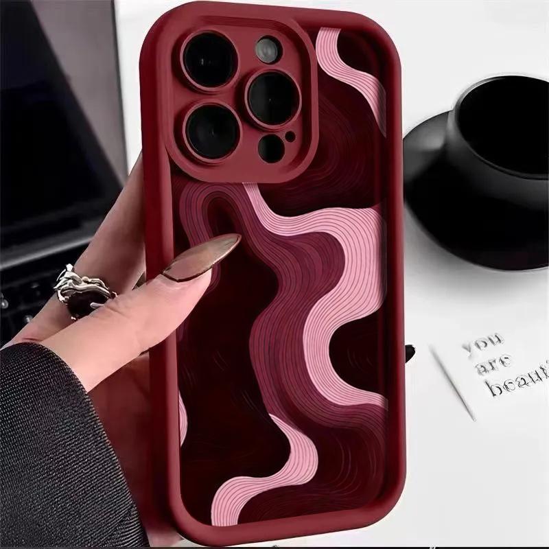 Wine Red High Bamboo Red Stripes Phone Case For iPhone 17 16 15 14 13 12 11 Pro Max Air X XR XSMax 78 Plus MINI SE2 Soft Cover