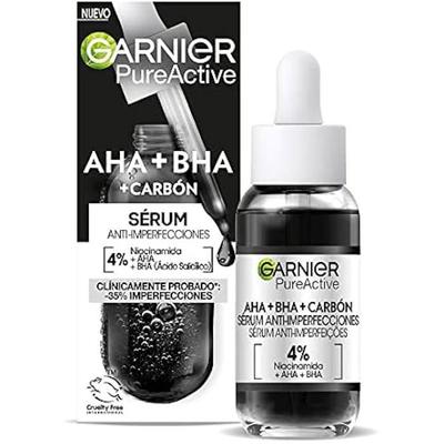 Anti-blemish Serum - GARNIER - PURE ACTIVE AHA + BHA + CHARCOAL - 30 Ml - Paraben-free - All Skin Types