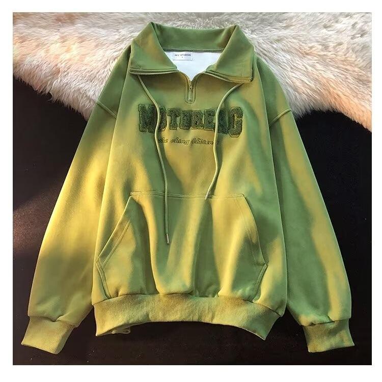 

Men’s Korean Style Half-Zip Hoodie, Autumn/Winter Loose Fit, Casual Versatile Lapel, Plus Velvet Trim. M