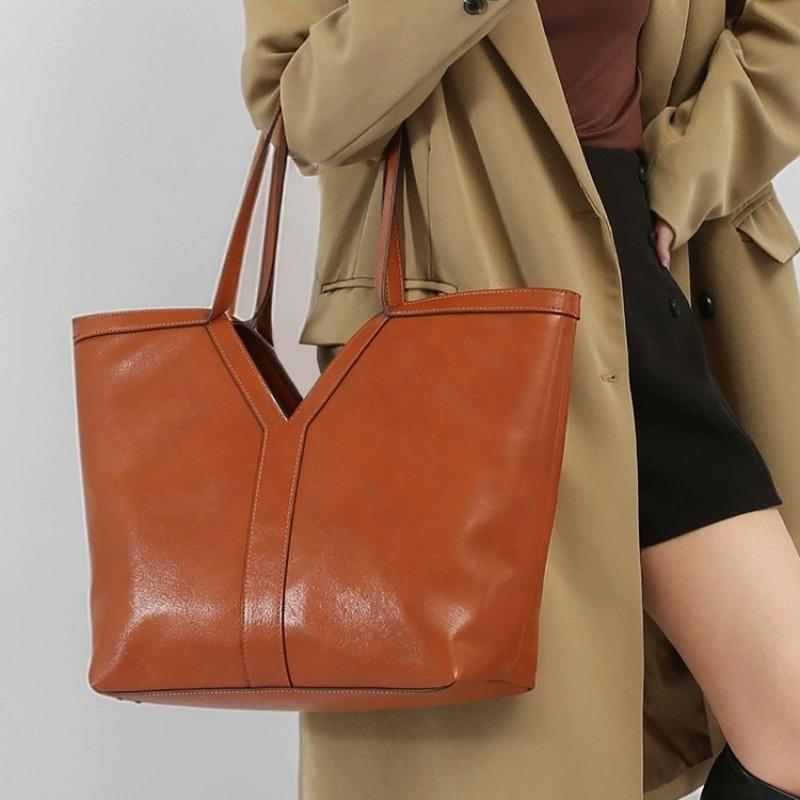 Sac fourre-tout en cuir véritable polyvalent en cuir de vachette pleine fleur grande capacité pour les trajets quotidiens porté sous l'aisselle à l'épaule à la main sac pour femme tendance