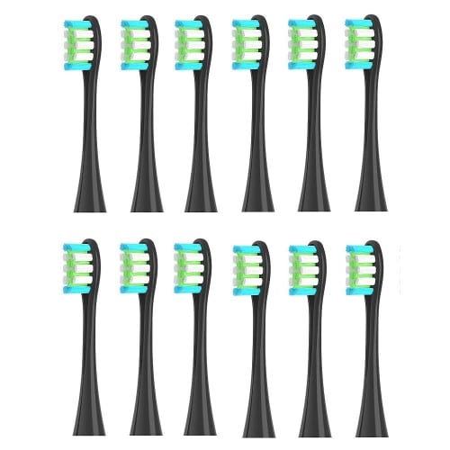 

Set of 12 Replacement Sonic Electric Toothbrush Heads for Oclean X/X PRO/Z1/F1/One/Air 2/SE Brush Nozzles (12 Gray) (12 Black)