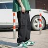 Daily Wear Drawstring Ankle Tied Men Cargo Pants Trendy Multi Pockets Wide Leg Trousers