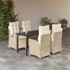 Vidaxl 5-Cz. Juego de Muebles de Jardín con Cojines, Beige, Ratán Sintético
