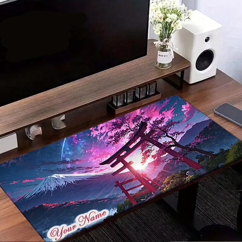 1PC Custom Name Japanese Torii Gate Mount Fuji Mouse Pad, Keyboard and Mouse Desk Pad, for Computer Notebook  Birthday Gift For Any Room Or Office