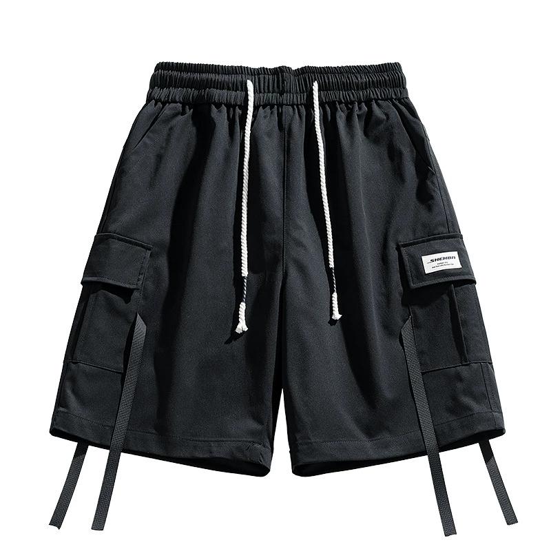 

Летние тонкие рабочие шорты, мужские свободные спортивные брюки, мужские повседневные брюки длиной пять четвертей M чёрный