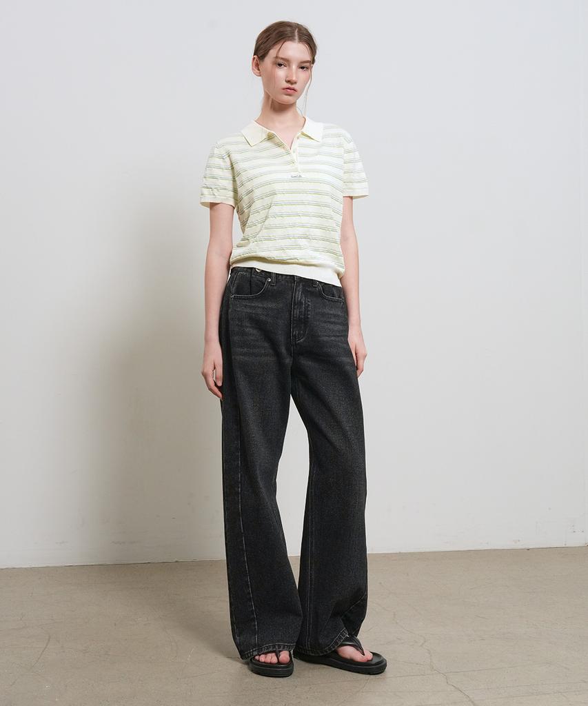 GENERALIDEA Striped Collar Half Knit [Ivory] / Gf2Lkp525