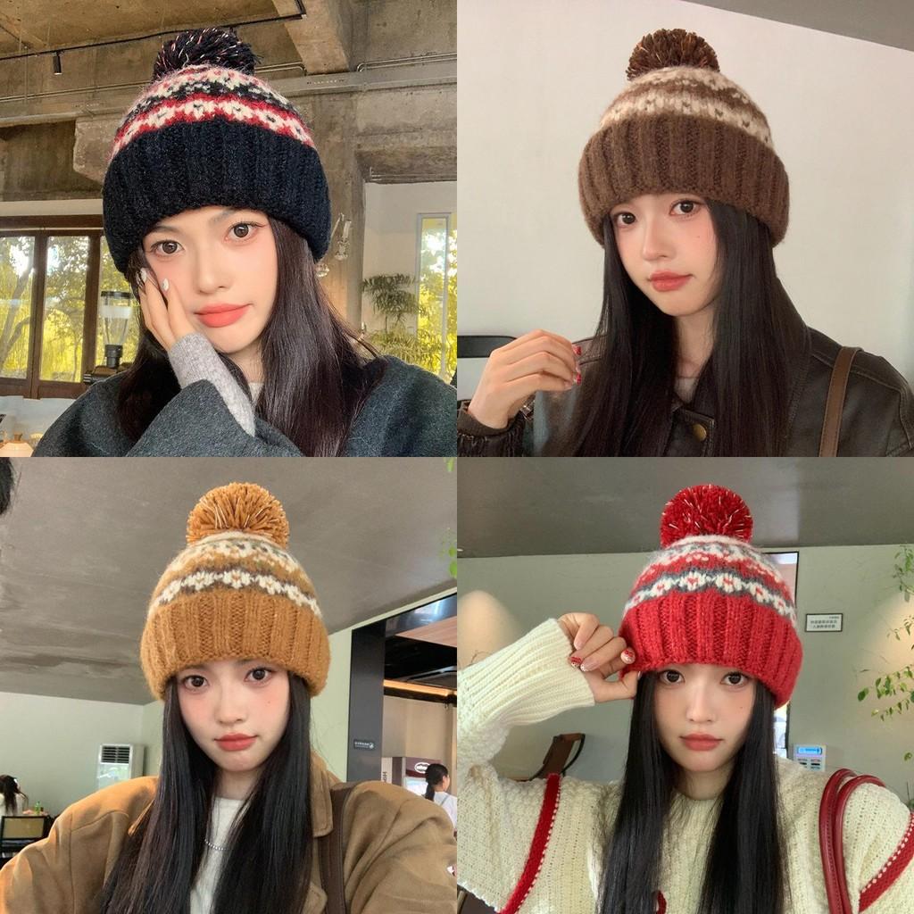 Women Knit Hat Acrylic Material Breathable Windproof Winter Fashionable Autumn