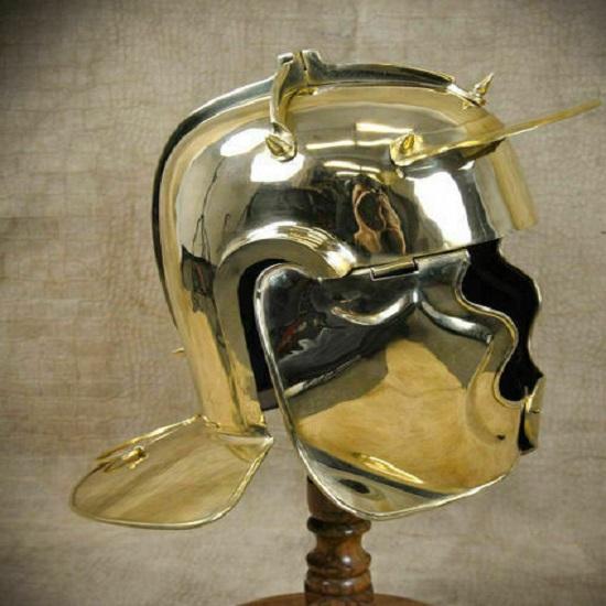 Casque de Soldat Impérial Romain Médiéval en Laiton Pur 18GA Romain Gaulois Centurion