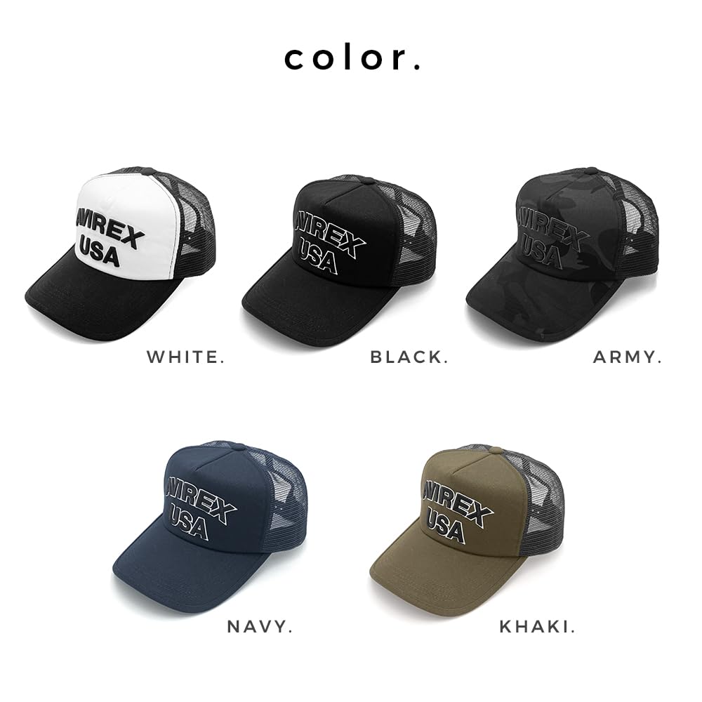 Avirex Mesh NUMBERING Plus White Men's Cap, USA, Sizes, 57-59cm, 62-64cm (57.0-59.0 cm, (USA))