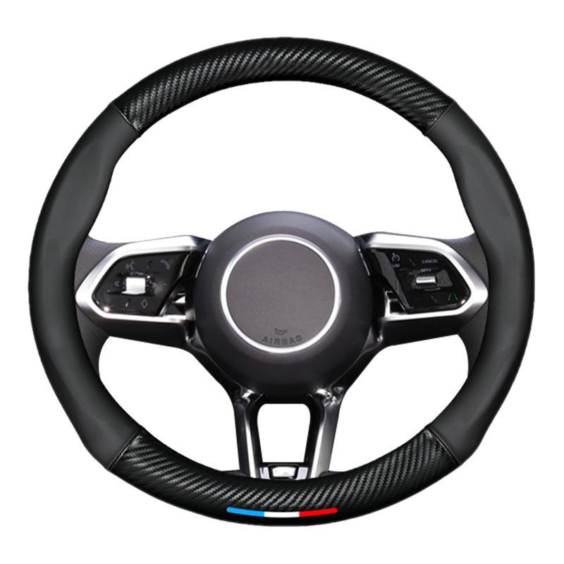 For Jaguar E-PACE F-PACE F-TYPE I-PACE XE XF XK XJR XJ XEL XFR XFL Car Carbon Fiber Anti-slip Steering Wheel Cover Accessories N4