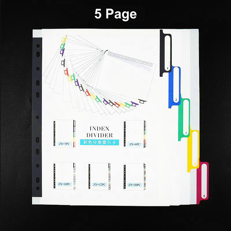 Office Filing Binders Index Dividers 5/10/20 Page Separadores Archivador A4 File Separators Writable Index Tab A4 Binder Divider 5 Page