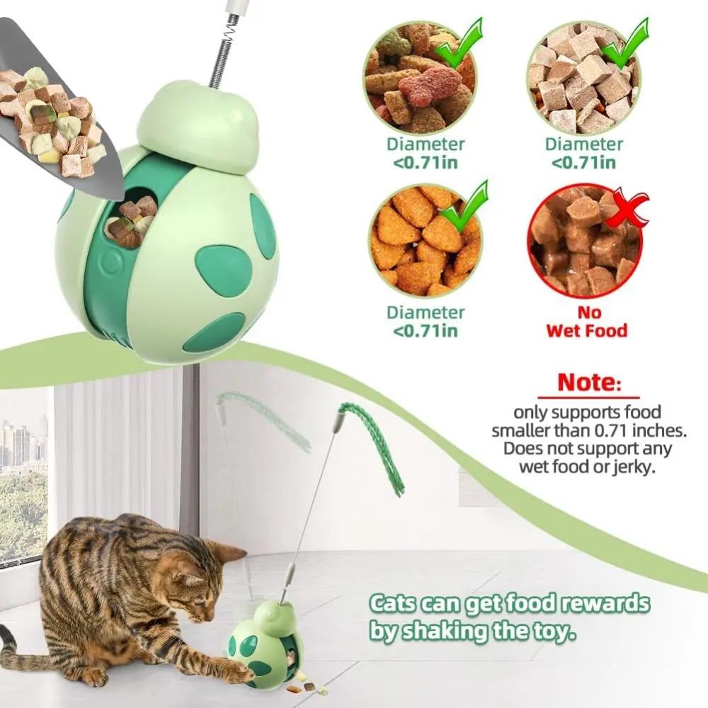 Interactive Cat Toy for Indoor Cats Tumbler Treat Dispenser Teaser Wand/Slider for Anxiety/Boredom Relief Kitten Weight Loss