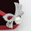 Exquisite Rhinestone Bow Tie Brooch with Pearl Lapel Pin for Weddings and Formal Wear