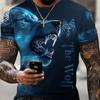 Men's Crew Neck Print Fierce Animal Pattern Oversized Men's Shirt Y2K Style Fashion Breathable Refreshing Short Sleeve