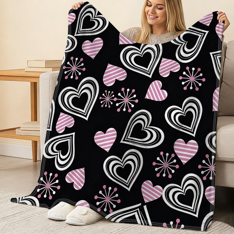 Love Series Flannel Throw Blanket Lightweight, Soft & Warm, Cozy for Home, Window Seat Decor, Perfect Valentine's Day Gift