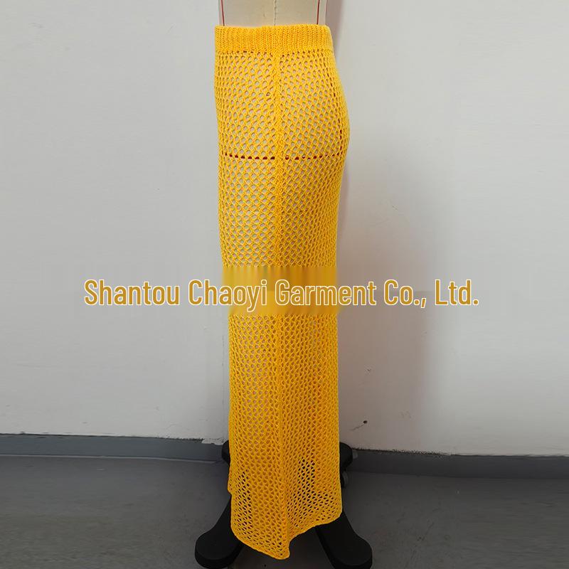 Summer Seaside Textured Knit Midi Beach Skirt Cover-up