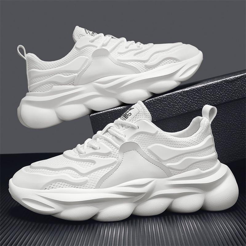 2024 men's shoes spring new breathable mesh sneakers lightweight dad shoes platform casual trendy shoes little white shoes