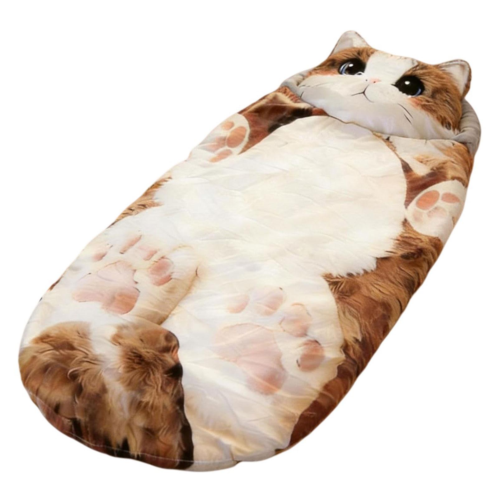 Плюшевый спальный мешок-конверт в виде кота 175x80 см, мягкий спальный мешок для взрослых, для кемпинга, ночевок и дома