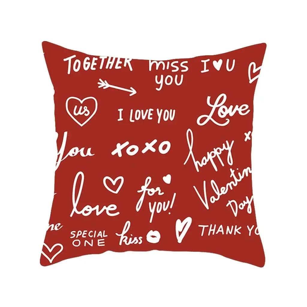 Funda de Almohada Decoración del Hogar de Lujo Patrón de Estampado de Amor Rojo Funda de Cojín Funda de Cojín para Sofá de Sala de Estar
