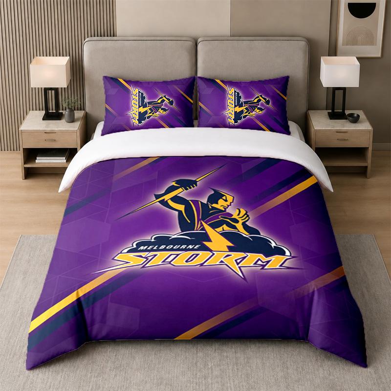 3Pcs Bedding SetMelbourne Storm Soft Bed Sheet and Two Pillowcases Home Bedroom Decor