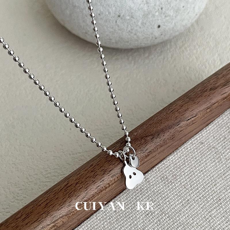 

Cui Yan Shijie S925 Silver Pear-Cut Heart Clavicle Necklace for Women - Korean Style, Versatile for Autumn/Winter