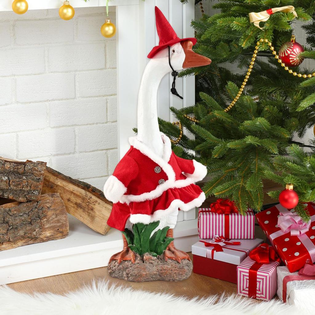 Christmas Porch Goose Figurine Outfit Statue Clothes Holiday Summer Outside Decor