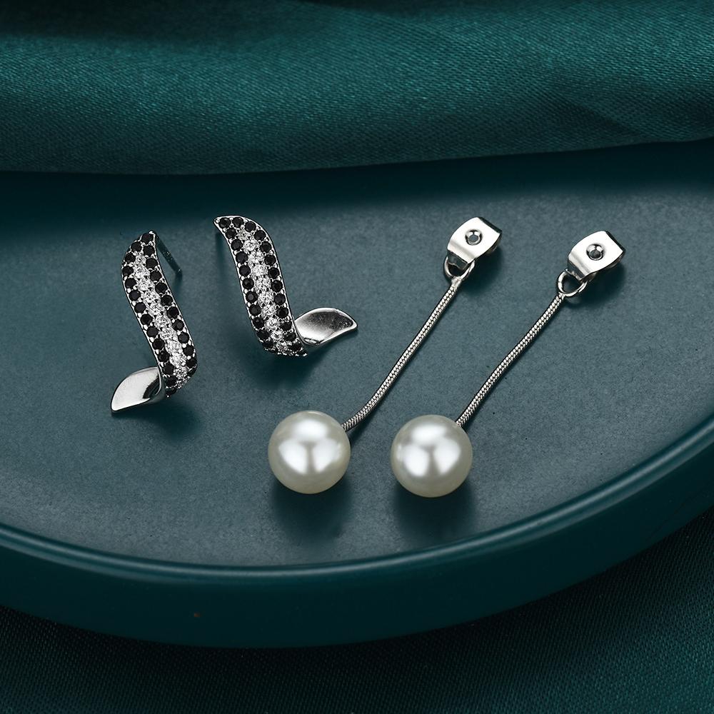 Svart steindesign Lange kjedeøreringer Perlesmykker Dråpeøreringer for kvinner