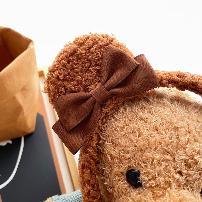 Princess Bear Bow Headband - Cute Lambswool Hair Accessory with Bear Ears for Adults, Japanese/Korean Style.