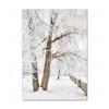 Zimní sníh Krajina Malba na plátně Nordic Wood Pile Plakáty a obrazy Sob Bílá Bříza Nástěnné Umělecké obrazy do obývacího pokoje