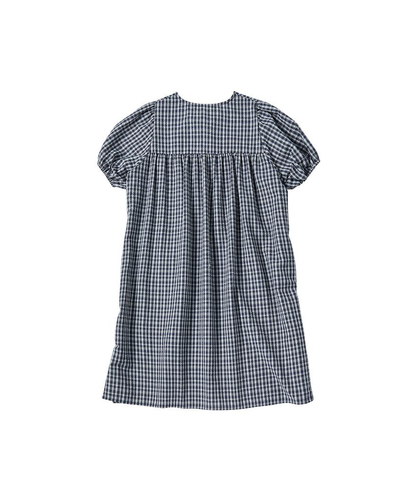 Comoni Nose W Check Puff One Piece [Navy]
