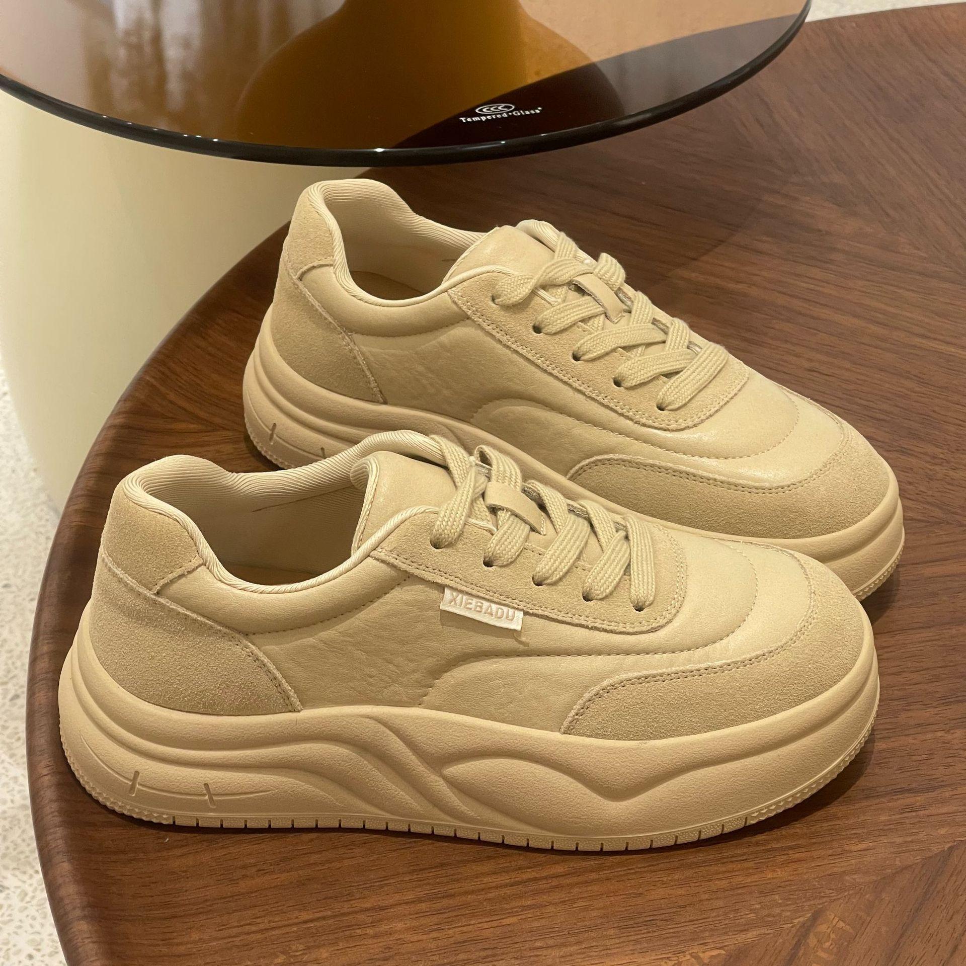 

Осенние повседневные кожаные туфли-лодочки на плоской подошве, белые, универсальные, с круглым носком, в стиле колледжа, женские кеды 35 абрикосовый