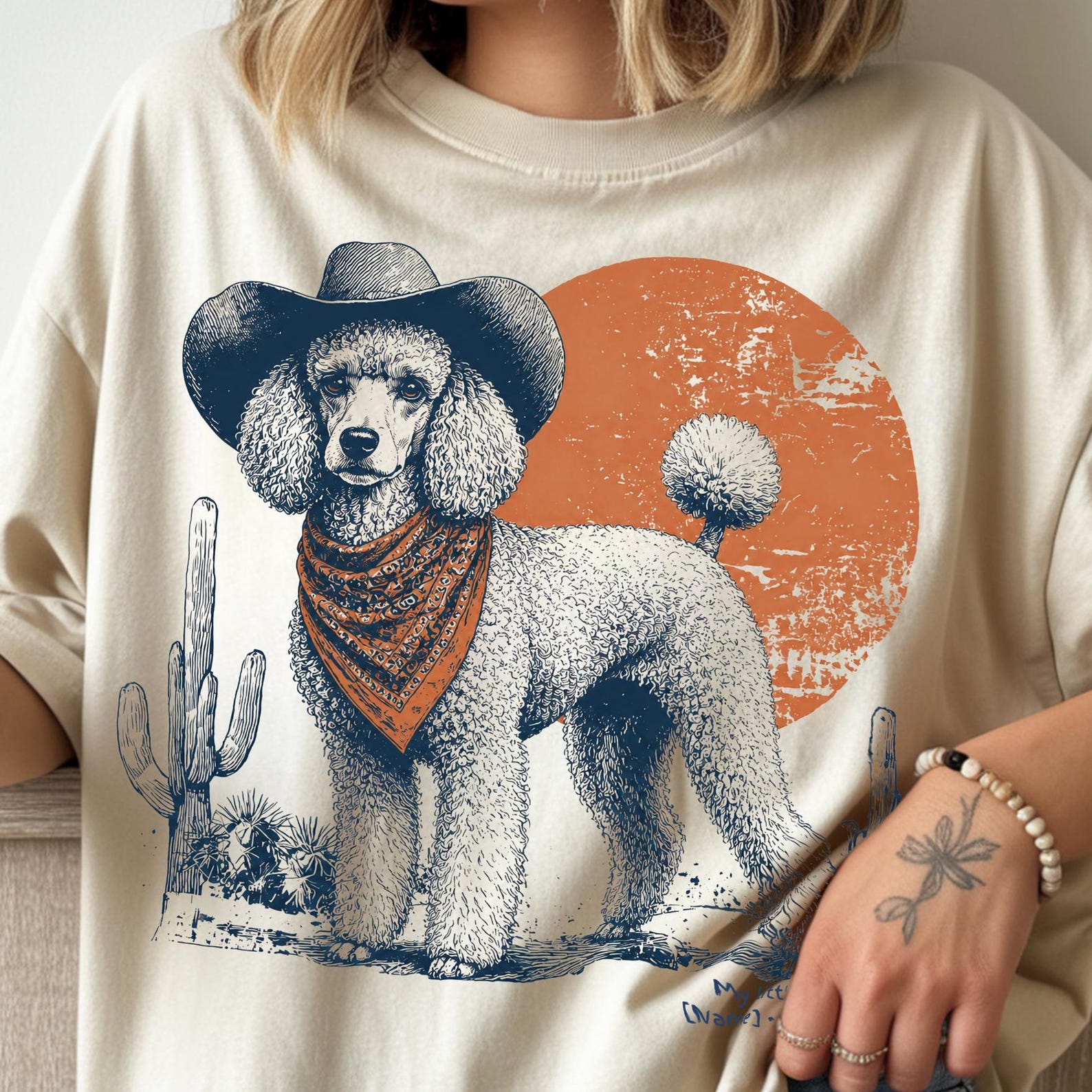 Comfort Colors Wester Poodle Shirt, Cute Cowboy Poodle Tee, Poodle Owner Funny T shirt, Trendy Summer Women Tee Shirt 3XL