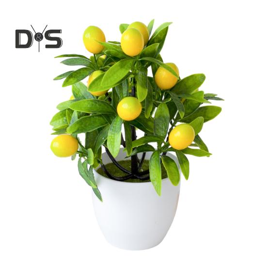 

Прочное имитационное растение в горшке, не засохшее, практичное искусственное растение в горшке, украшение для гостиной жёлтый