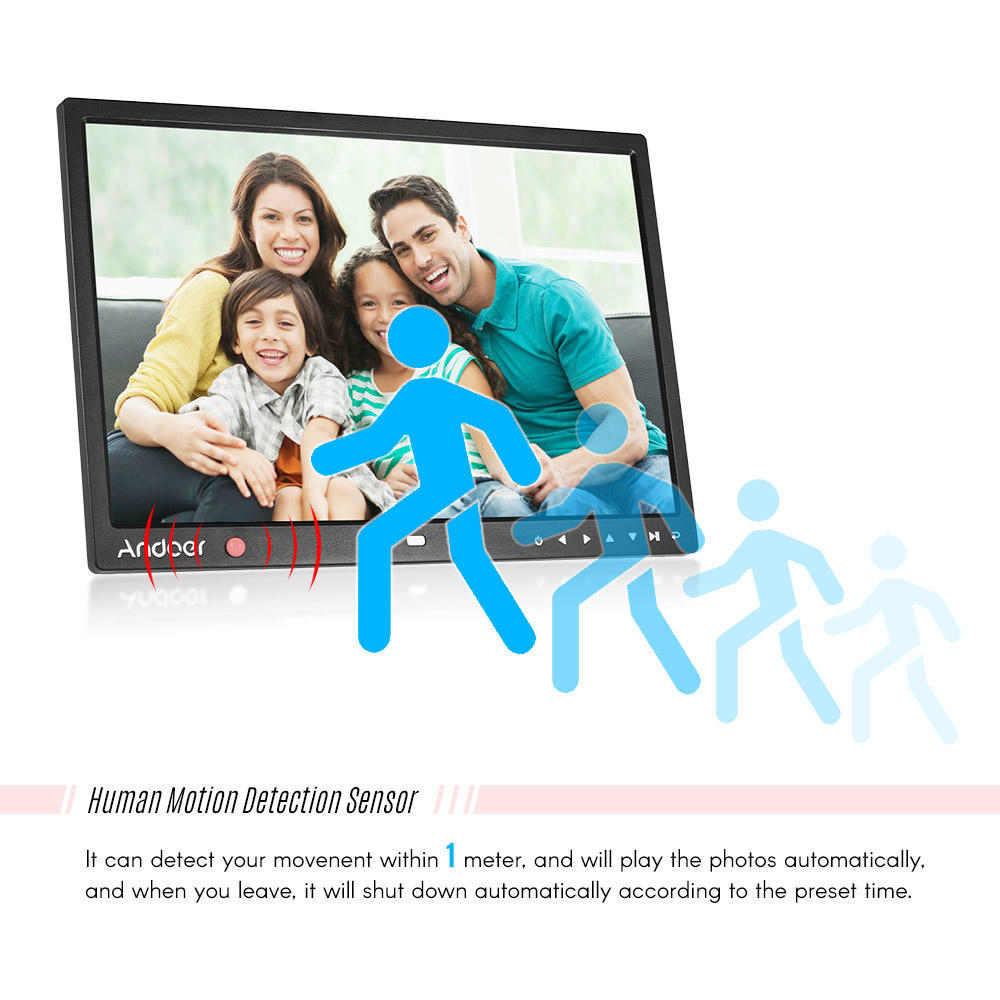 Andoer 15 Inch L Screen LED Digital Photo Frame Desktop Album 1280 * 800 HD Music/ Video/