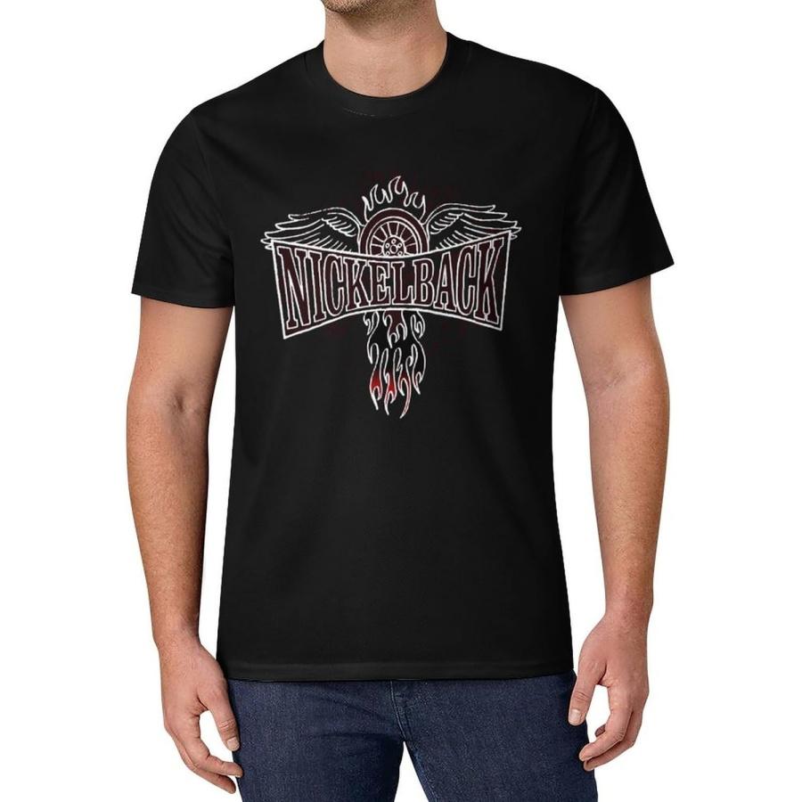 JOPNZWAW Mens Ice Silk T-Shirts Nickelback Short Sleeve Tee Crewneck Gym Athletic Tops