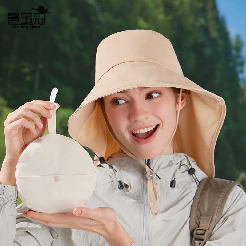 Sommer faltbarer Taschenhut große Krempe Schal Nackenschutz Sonnenschutz Fischerhut Outdoor Mode vielseitiger Sonnenhut Damen