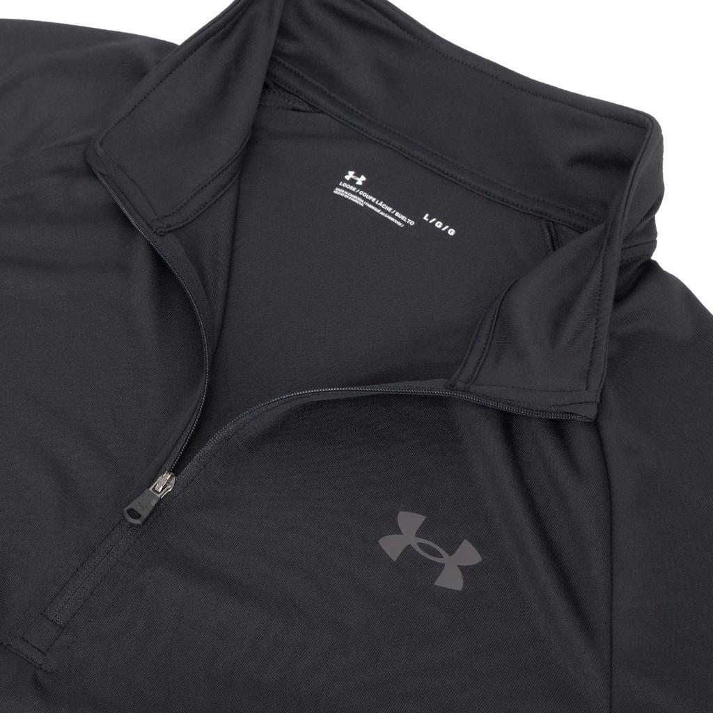 Under Armour Solid Color Half-Zip Running Training Fitness Long Sleeve T-Shirt Men Tops Black 1328495-001